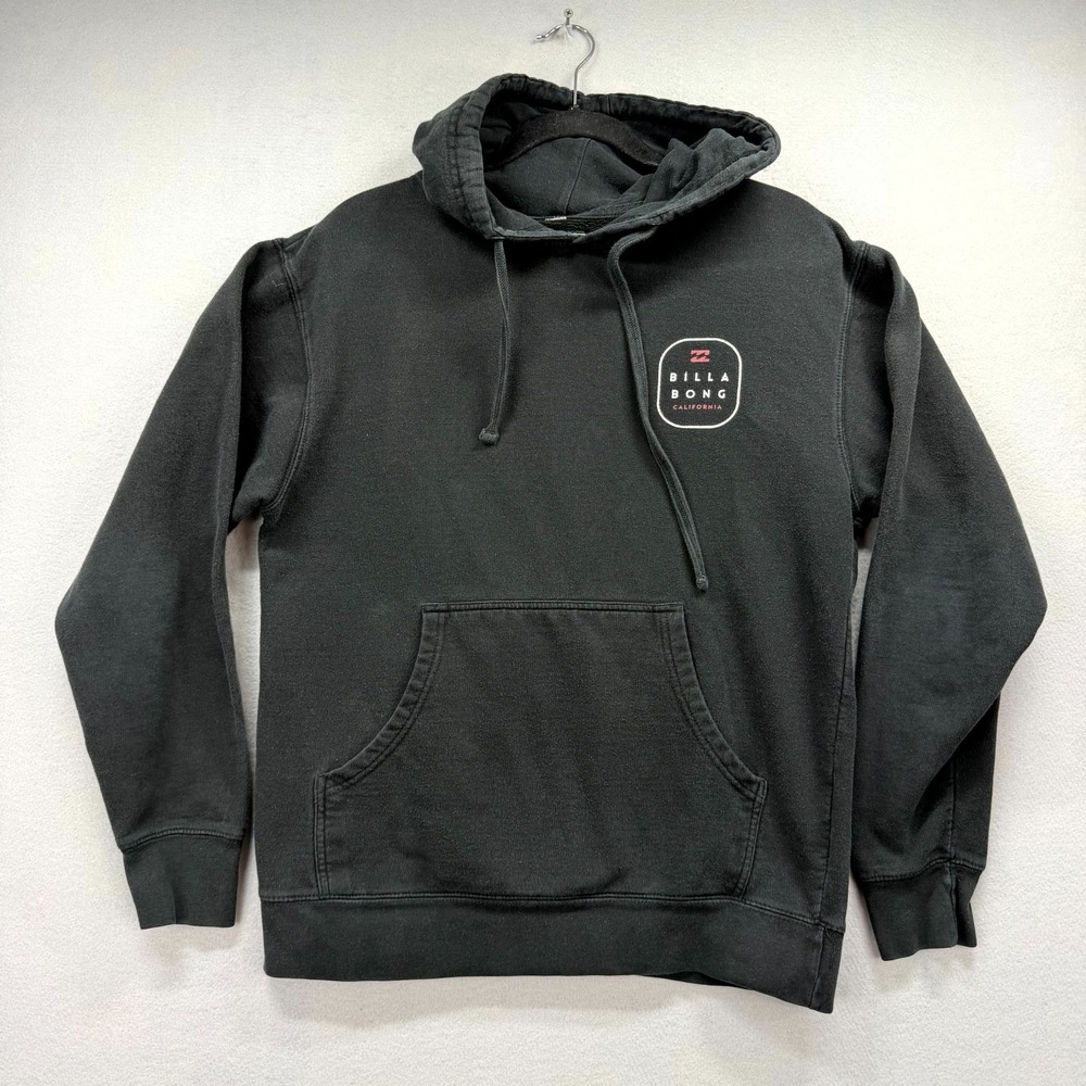 Billabong Hoodie Mens Medium Black Hooded California Bear Casual Surf Sweatshirt